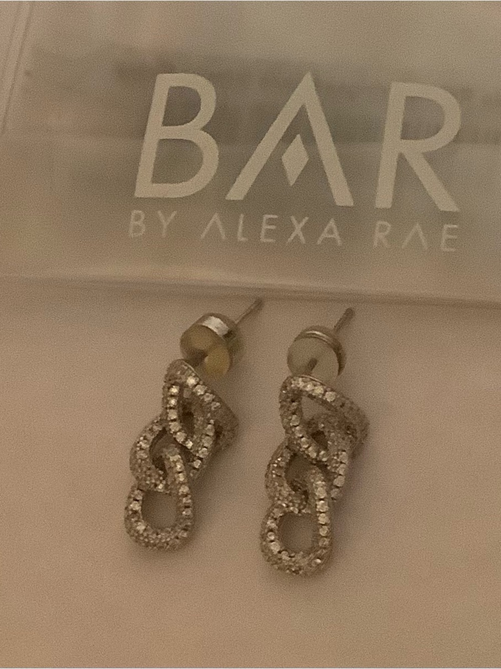 Bar by Alexa Rae Silver Pave Interlocking Drop Earrings